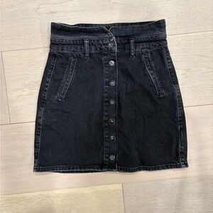 Pilcro and the Letterpress Black Denim Button-Front High Waist Skirt